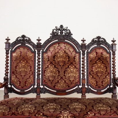Canapé Néo-Renaissance Bois Italie XIX Siècle