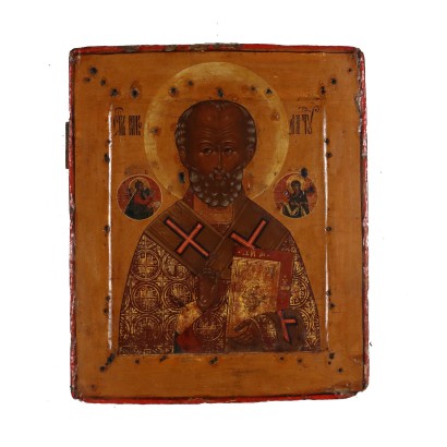 Russian Icon Tempera on Wood Russia XIX Century