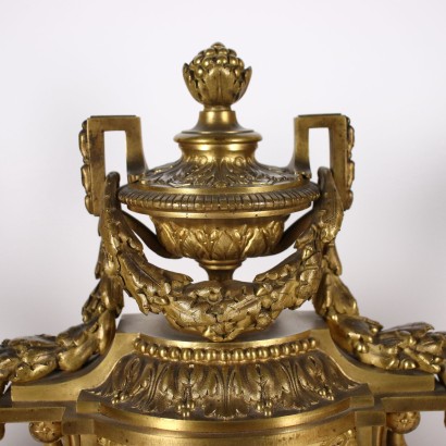 Triptych Clock A. Bailly Lyon Bronze France XIX Century