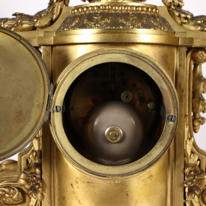 Triptych Clock A. Bailly Lyon Bronze France XIX Century