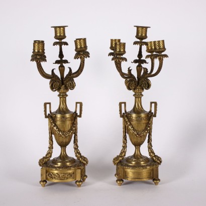Triptych Clock A. Bailly Lyon Bronze France XIX Century