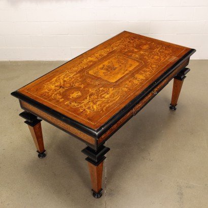 antiquariato, tavolo, antiquariato tavolo, tavolo antico, tavolo antico italiano, tavolo di antiquariato, tavolo neoclassica, tavolo del 800,Scrivania Intarsiata in Stile Neoclassico