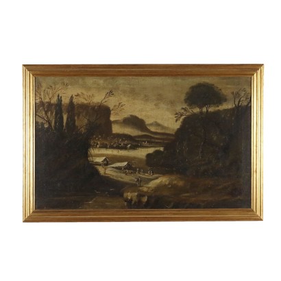 Paesaggio fluviale con figure