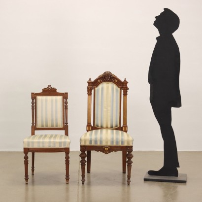 Group of 7 Neo-Renaissance Chairs Walnut Italy XIX Century