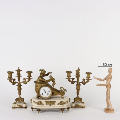 Triptych Clock Bronze France XIX Century