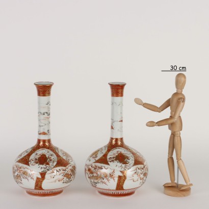 antiguo, jarrón, jarrones antiguos, jarrón antiguo, jarrón italiano antiguo, jarrón antiguo, jarrón neoclásico, jarrón del siglo XIX, Par de jarrones Satsuma