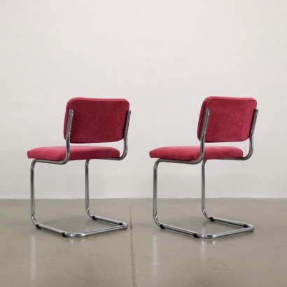 Pair of Cantilever Chairs Fabric Italy 1960s-1970s