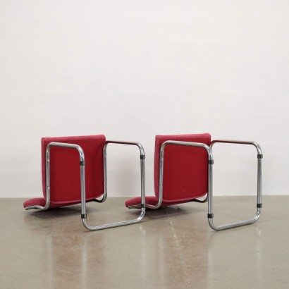 Pair of Cantilever Chairs Fabric Italy 1960s-1970s