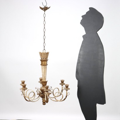 antiquariato, lampadario, antiquariato lampadari, lampadario antico, lampadario antico italiano, lampadario di antiquariato, lampadario neoclassico, lampadario del 800,Lampadario in Stile Laccato e Dorato