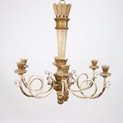antiquariato, lampadario, antiquariato lampadari, lampadario antico, lampadario antico italiano, lampadario di antiquariato, lampadario neoclassico, lampadario del 800,Lampadario in Stile Laccato e Dorato