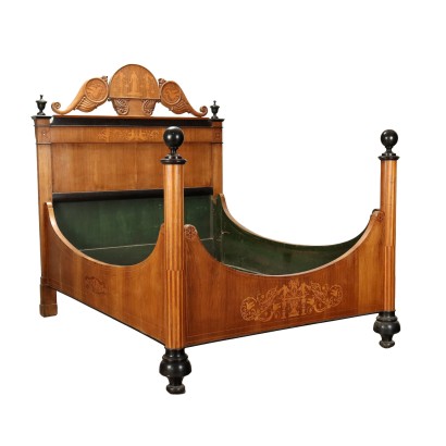 Lit Double Charles X Noyer Italie XIX Siècle