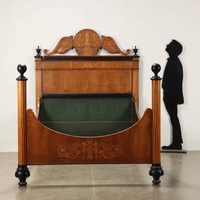 Lit Double Charles X Noyer Italie XIX Siècle