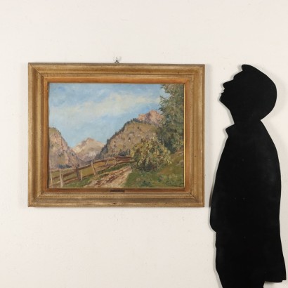 C. Aimetti Huile sur Contreplaqué Italie XX Siècle