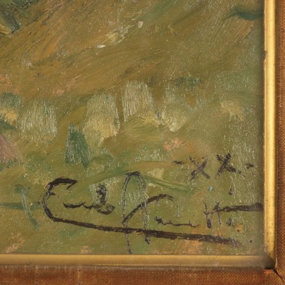 C. Aimetti Huile sur Contreplaqué Italie XX Siècle