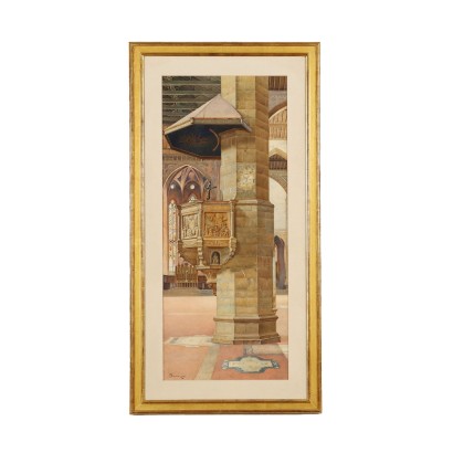 arte, arte italiana, pittura ottocento italiana,Interno di Chiesa