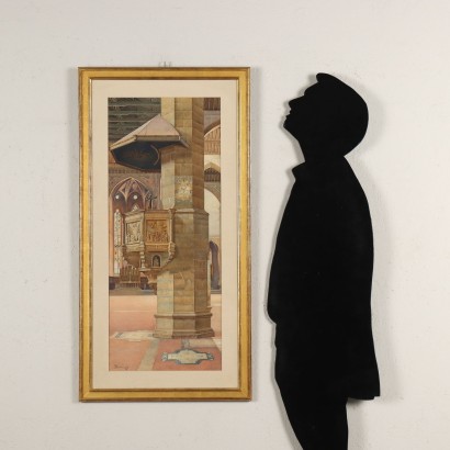 arte, arte italiana, pittura ottocento italiana,Interno di Chiesa