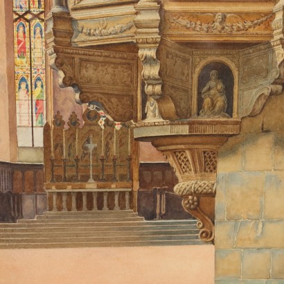 arte, arte italiana, pittura ottocento italiana,Interno di Chiesa
