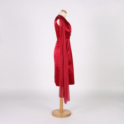 moda vintage, tubino vintage, abito da sera, moda milano, abbigliamento vintage,Abito Vintage Rosso Ciliegia