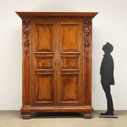 Neo-Baroque Style Wardrobe Walnut Italy XIX-XX Century