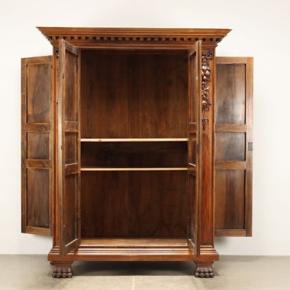 Neo-Baroque Style Wardrobe Walnut Italy XIX-XX Century