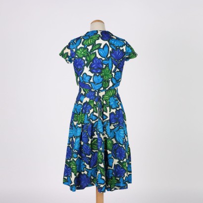 moda vintage, moda anni 50, abito vintage, abito anni 50, vestito a fiori, vintage italiano,Abito Vintage Floreale blu