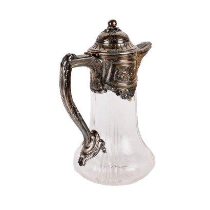 antiquariato, oggettistica, antiquariato oggettistica, oggettistica antica, oggettistica antica italiana, oggettistica di antiquariato, oggettistica neoclassico, oggettistica del 800,Caraffa in Vetro Molato e Argento
