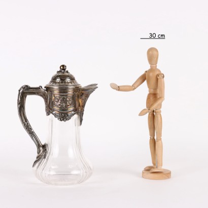 antiquariato, oggettistica, antiquariato oggettistica, oggettistica antica, oggettistica antica italiana, oggettistica di antiquariato, oggettistica neoclassico, oggettistica del 800,Caraffa in Vetro Molato e Argento