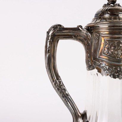 antiquariato, oggettistica, antiquariato oggettistica, oggettistica antica, oggettistica antica italiana, oggettistica di antiquariato, oggettistica neoclassico, oggettistica del 800,Caraffa in Vetro Molato e Argento