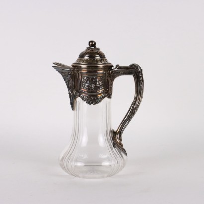 antiquariato, oggettistica, antiquariato oggettistica, oggettistica antica, oggettistica antica italiana, oggettistica di antiquariato, oggettistica neoclassico, oggettistica del 800,Caraffa in Vetro Molato e Argento