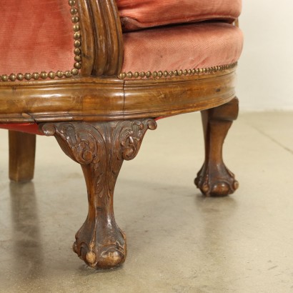 antiquariato, poltrona, antiquariato poltrone, poltrona antica, poltrona antica italiana, poltrona di antiquariato, poltrona neoclassica, poltrona del 800,Coppia di Poltrone a Pozzetto in Stile