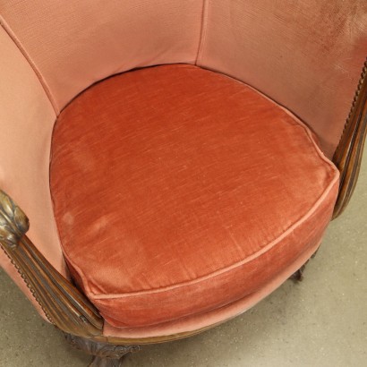 antiquariato, poltrona, antiquariato poltrone, poltrona antica, poltrona antica italiana, poltrona di antiquariato, poltrona neoclassica, poltrona del 800,Coppia di Poltrone a Pozzetto in Stile