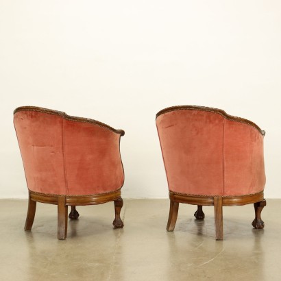 antiquariato, poltrona, antiquariato poltrone, poltrona antica, poltrona antica italiana, poltrona di antiquariato, poltrona neoclassica, poltrona del 800,Coppia di Poltrone a Pozzetto in Stile