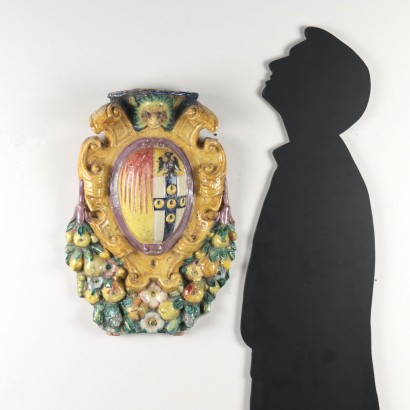 Heraldisches Wappen Majoilika Italien XIX Jhd