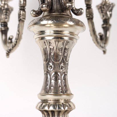 antiquariato, candelabro, antiquariato candelabro, candelabro antico, candelabro antico italiano, candelabro di antiquariato, candelabro neoclassico, candelabro del 800,Coppia di Candelabri in Argento a Sett