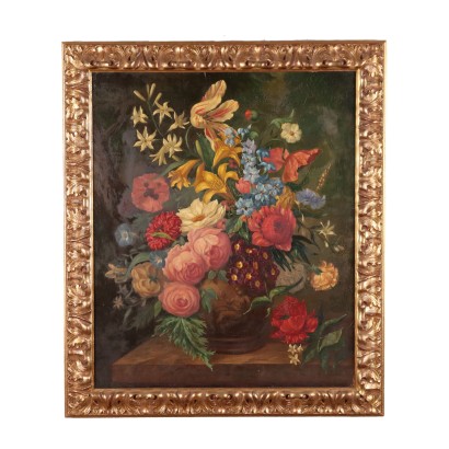 arte, arte italiana, pittura novecento italiana,Natura morta con fiori in vaso