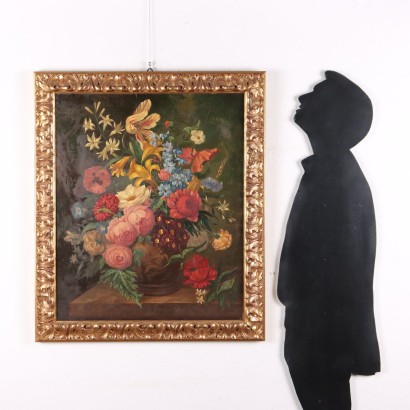 arte, arte italiana, pittura novecento italiana,Natura morta con fiori in vaso