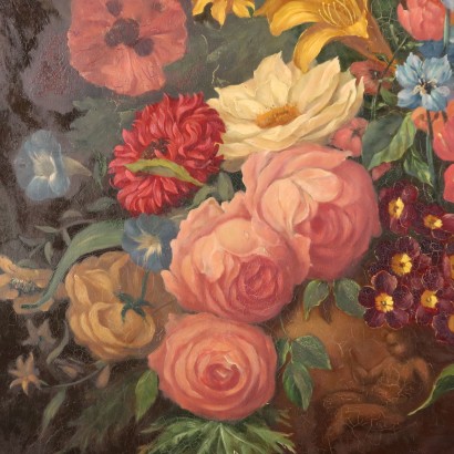 arte, arte italiana, pittura novecento italiana,Natura morta con fiori in vaso