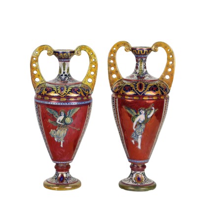 Pair of Vases Cooperativa Ceramisti G.Tadino Ceramic Italy XX Century
