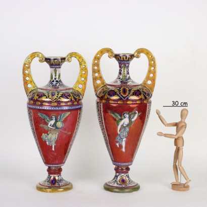 Pair of Vases Cooperativa Ceramisti G.Tadino Ceramic Italy XX Century