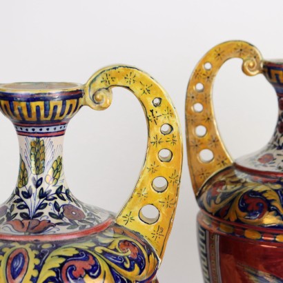 Pair of Vases Cooperativa Ceramisti G.Tadino Ceramic Italy XX Century
