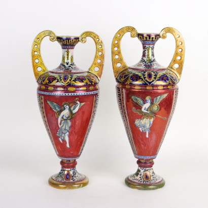 Pair of Vases Cooperativa Ceramisti G.Tadino Ceramic Italy XX Century