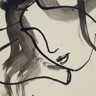 Disegno a China di Renato Guttuso ,Nudo femminile,Renato Guttuso,Renato Guttuso,Renato Guttuso