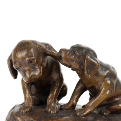 F. Gornik Pair of Little Dogs Bronze Austria XX Century