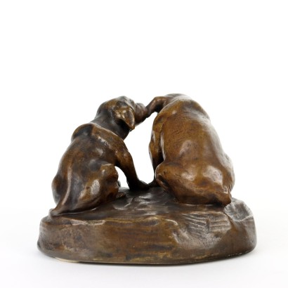F. Gornik Pair of Little Dogs Bronze Austria XX Century