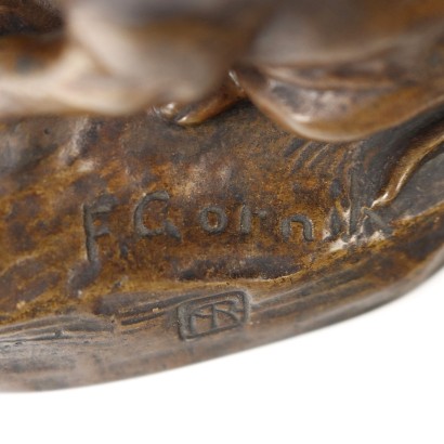 F. Gornik Pair of Little Dogs Bronze Austria XX Century
