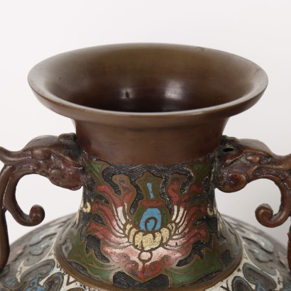 Paire de Vases Cloisonné Bronze Japon XIX-XX Siècle