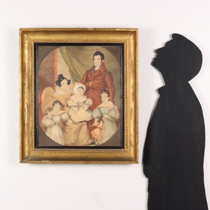 arte, arte italiana, pittura ottocento italiana,Dipinto con Ritratto di Famiglia