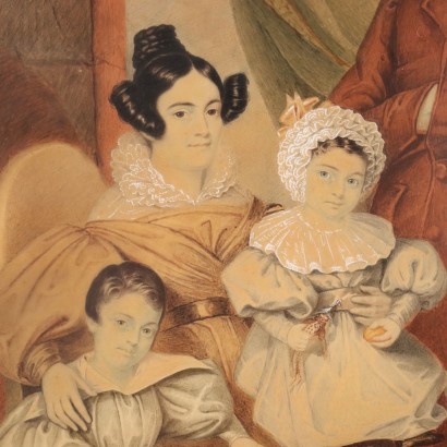 arte, arte italiana, pittura ottocento italiana,Dipinto con Ritratto di Famiglia