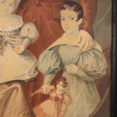 arte, arte italiana, pittura ottocento italiana,Dipinto con Ritratto di Famiglia
