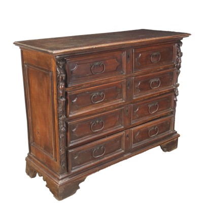 Commode Baroque Noyer Italie XVIIe-XVIIIe Siècle